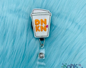 Coffee Badge Reel, Embroidered Retractable ID Badge Holder