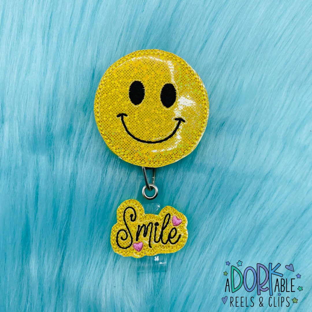 Smile Smiley Face Badge Reel ID Badge Badge Holder Nurse Etsy