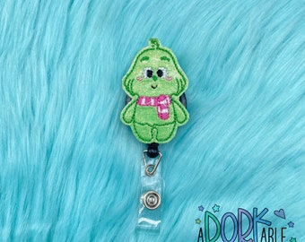 Baby Grinchy Christmas Badge Reel, Embroidered Felt RN Badge