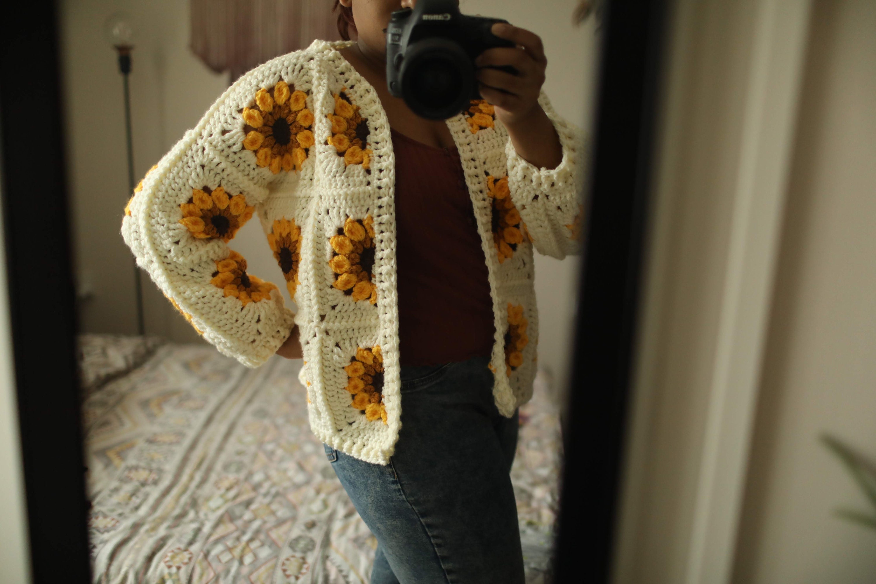 【お気にいる】 CROCHET PATTERN || Chunky Sunflower Cardigan || Large Size テープ・マスキングテープ