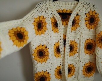 CROCHET PATTERN || Chunky Sunflower Cardigan || Large Size