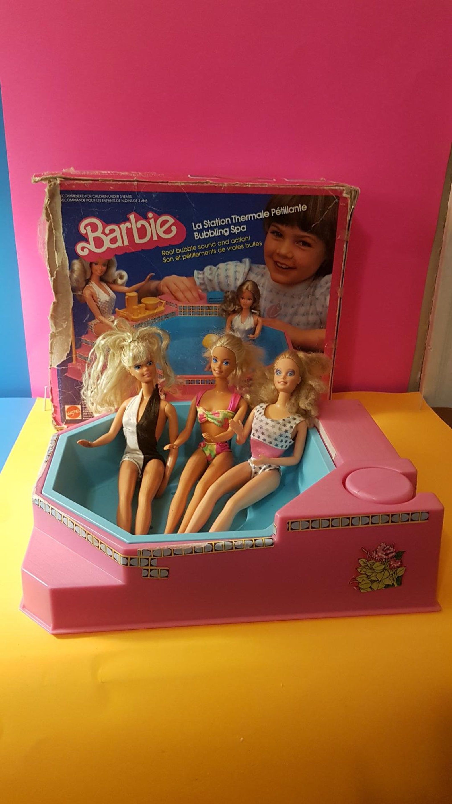 Vintage Barbie Pool Bubbling Spa Hot Tub 1983 Mattel W/ three Etsy