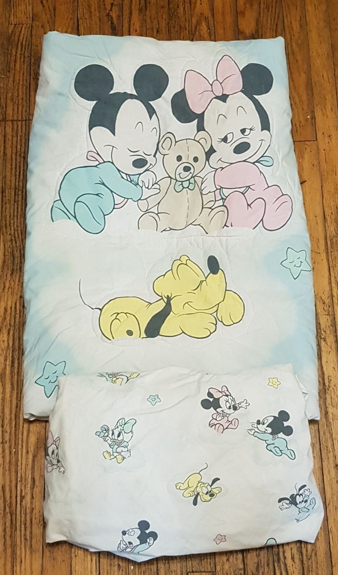 Vintage Disney Babies Mickey Minnie And Friends Baby Blanket Etsy