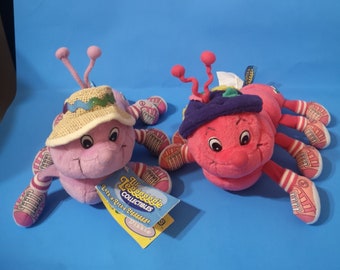 Vintage Lots Of Legs Caterpillar Plush x 2 13" Like New Hot Pink And Pink