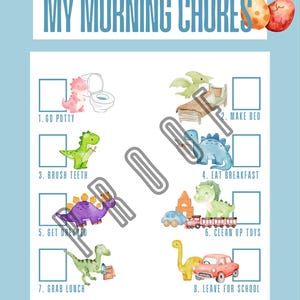Dinosaur Chore Chart Printable for Kids | Morning & Night Routine Chart | Toddler Schedule | Preschool Visual Chart PDF