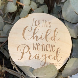 Personalized Wooden “For This Child We Have Prayed” Sign – Baby Announcement – Newborn Photo Prop – Boho Nursery Décor – Baby Shower Gift
