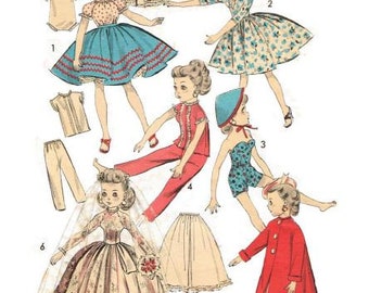 PDF Vintage Sewing Pattern to make a Wardrobe for 10.5" dolls like Miss Revlon, Toni Dolls