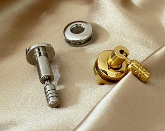 Purse Turn Lock Purse Closure, Polished Stainless Steel , 18k Gold Plated, Gold Silver