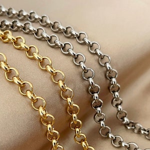Brass Replacement Chain ROLO Chain 6mm in Gold Silver, Wallet Chain, Purse Hardware 1.1m