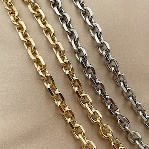 CHAÎNE DE BOURSE EN LAITON 7,4 mm 1,1 m/43 pouces, chaîne de portefeuille taille diamant, bandoulière en chaîne pour sac en métal, fabrication de sacs