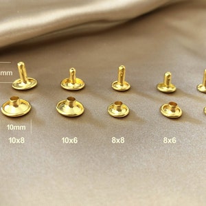 Brass Double Cap Rivets, High Quality Anti-rust, Metal Studs, Leather Craft Rivets, 10mm 8mm 6mm Diameter Speedy Rivets