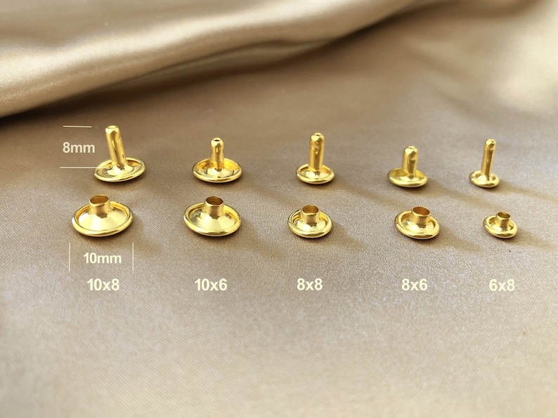 Brass Double Cap Rivets, High Quality Anti-rust, Metal Studs, Leather Craft Rivets, 10mm 8mm 6mm Diameter Speedy Rivets