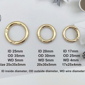 スプリングリングクラスプ、スプリングゲートリング、金属製Oリング、プッシュゲートスナップフック、内径12mm～32mm 画像 6