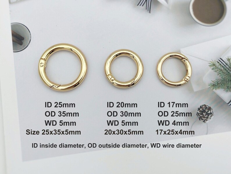 スプリングリングクラスプ、スプリングゲートリング、金属製Oリング、プッシュゲートスナップフック、内径12mm～32mm 画像 6