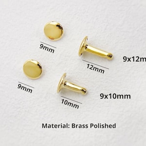 Brass Double Cap Rivets, High Quality Anti-rust, Metal Studs, Leather Craft Rivets, 10mm 8mm 6mm Diameter Speedy Rivets