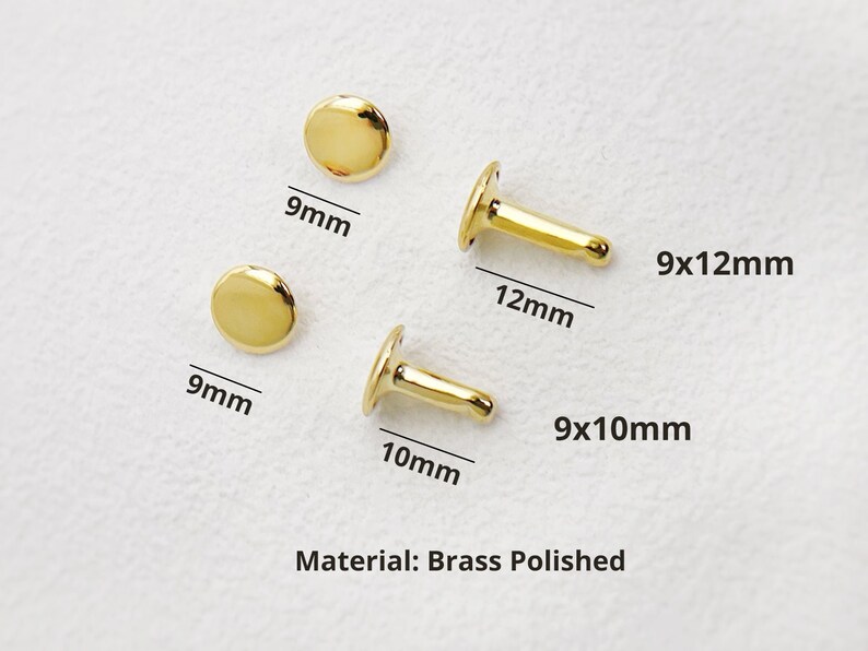 Brass Double Cap Rivets, High Quality Anti-rust, Metal Studs, Leather Craft Rivets, 10mm 8mm 6mm Diameter Speedy Rivets