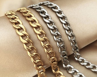 Purse Chain NK Curb Chain Stainless Steel, Polished  for Shoulder or Crossbody Handbag