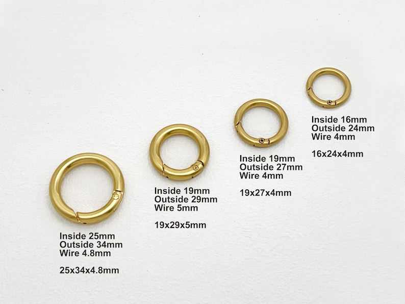 スプリングリングクラスプ、スプリングゲートリング、金属製Oリング、プッシュゲートスナップフック、内径12mm～32mm 画像 3