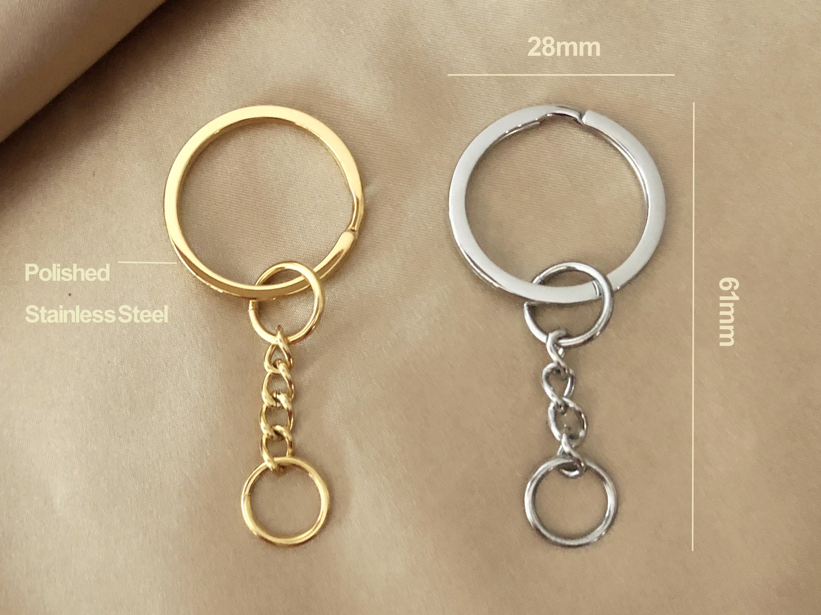 Wholesale Split Key Ring Keychains in Gold Silver Steel Bronze Copper,  Round Keyring With Chain Jump Rings for Jewelry Making 