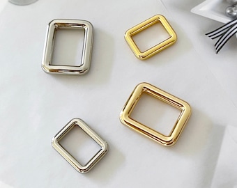 Square Rings 19mm Inside Width, Plated Rectangle Ring Buckles for Bag, Square Ring Loop
