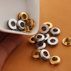SCREW EYELETS GROMMETS, 6.5mm Inside Polished Stainless Steel Curve Grommet, Round Replacement Grommet Eyelets, Leather Craft Purse Hardware
