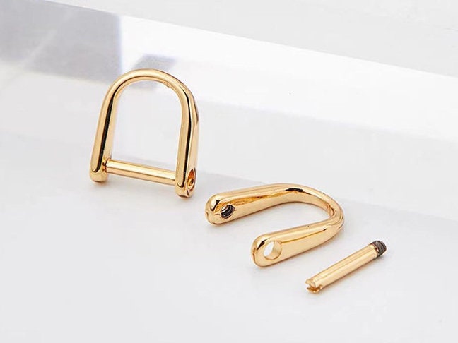  Gold D Rings for Purses,D-Ring with Screw for Crossbody Bag  Purse Craft,4 Sets (Interior-1.6cm)