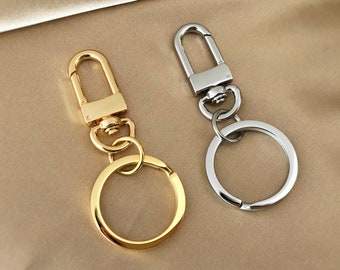 KEYRING with SWIVEL CLASP Polished - Small size, Key Fob Hardware, Diy Keychain, Purse Hardware