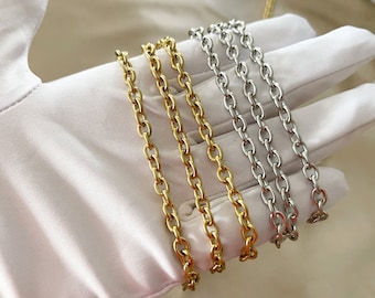 STEEL O CHAIN, 4,5 mm 6 mm Breite Edelstahl DIY Schmuck, Halskette Kette Armband Kette