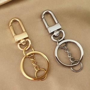 Swivel Clip Keychain with Chain Link, Polished Keyring Clasp