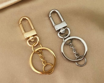 Swivel Clip Keychain with Chain Link, Polished Keyring Clasp