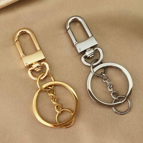 Swivel Clip Keychain with Chain Link, Polished Keyring Clasp