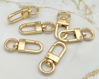 10mm Swivel Snap Hook - High-Quality 18K Gold Plated & Zinc Alloy U Swivel Lobster Clasps for Bag Chains | Useful Hardware for Handbags