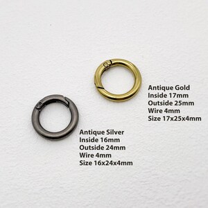 スプリングリングクラスプ、スプリングゲートリング、金属製Oリング、プッシュゲートスナップフック、内径12mm～32mm 画像 5