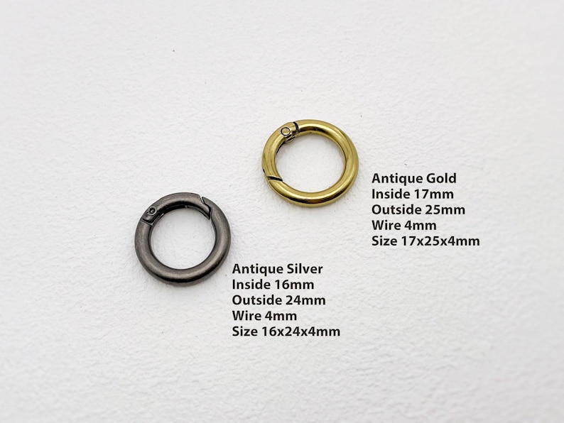 スプリングリングクラスプ、スプリングゲートリング、金属製Oリング、プッシュゲートスナップフック、内径12mm～32mm 画像 5