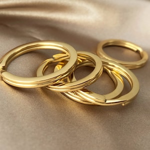 Round Solid Brass Split Key Ring, Brass Split Keyring, Brass Split Ring,  35mm 32mm 30mm 28mm 25mm 20mm Round Keychain Ring Set
