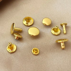 Brass Double Cap Rivets, High Quality Anti-rust, Metal Studs, Leather Craft Rivets, 10mm 8mm 6mm Diameter Speedy Rivets