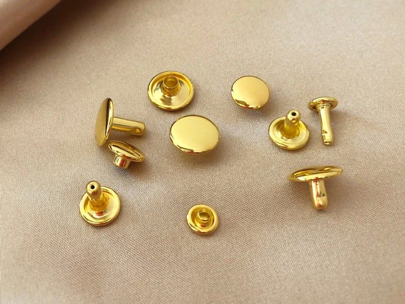 Brass Double Cap Rivets, High Quality Anti-rust, Metal Studs, Leather Craft Rivets, 10mm 8mm 6mm Diameter Speedy Rivets