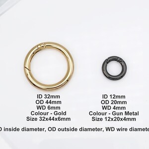 スプリングリングクラスプ、スプリングゲートリング、金属製Oリング、プッシュゲートスナップフック、内径12mm～32mm 画像 4