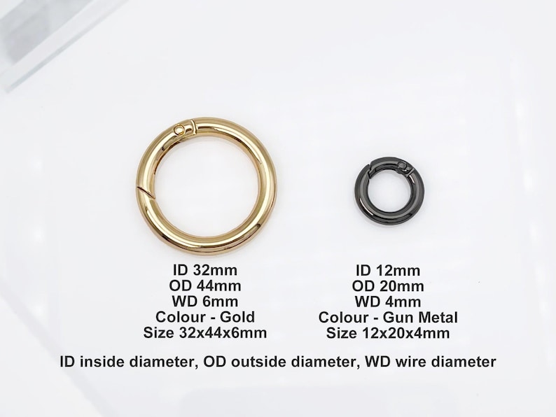 スプリングリングクラスプ、スプリングゲートリング、金属製Oリング、プッシュゲートスナップフック、内径12mm～32mm 画像 4