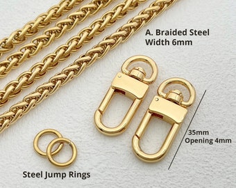 Gold Bag Chain Strap DIY Kit: Stainless Steel, Brass, Alloy