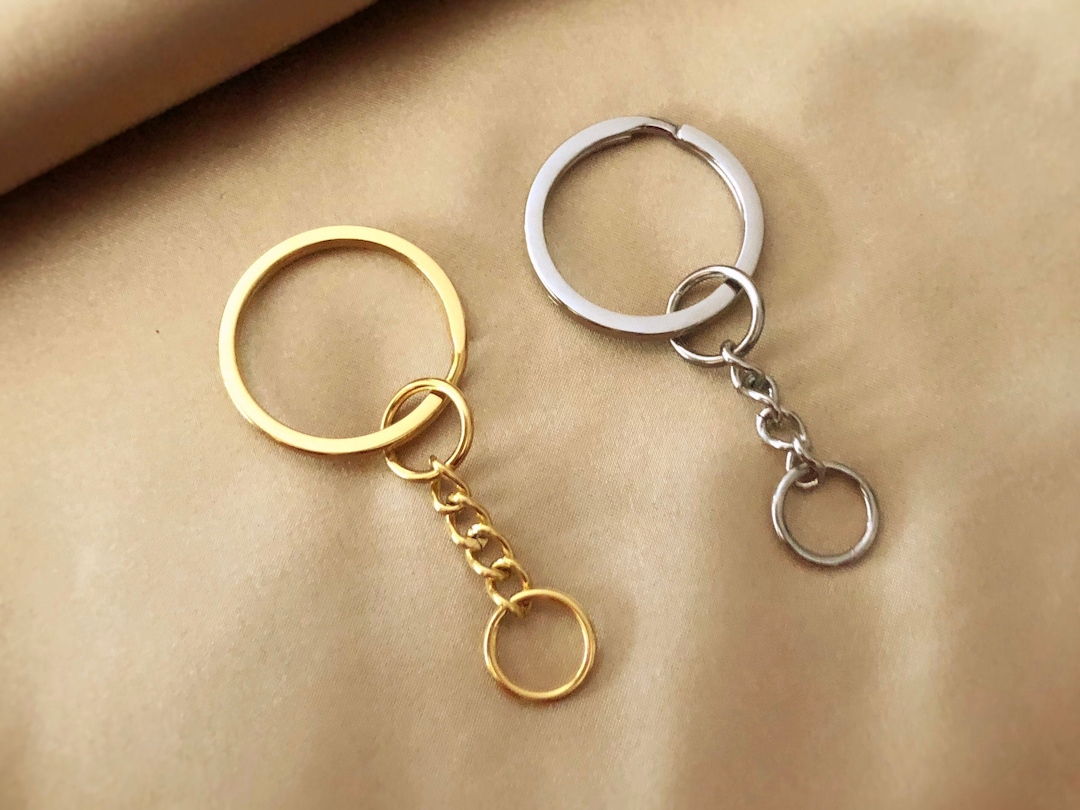 Keyring With Chain Link Polished Stainless Steel, Key Chain, Key Fob ...