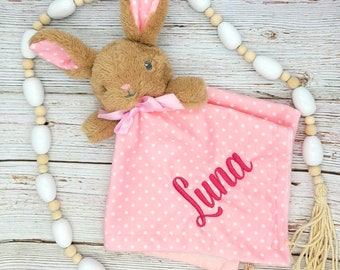 Baby Girl baby Rabbit Blankie- Baby Security Blankie-Baby Rabbit