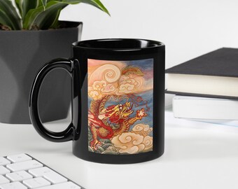 Lucky Dragon | Black Glossy Mug | Chinese New Year Gift