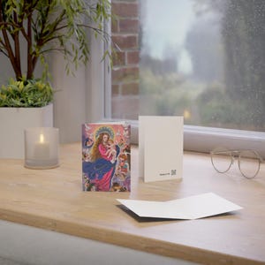 Blanko Grußkarten (1, 10, 30, und 50 Stück) | Druck von Aquarellmalerei von Madonna mit Kind von der Künstlerin Xiang Li