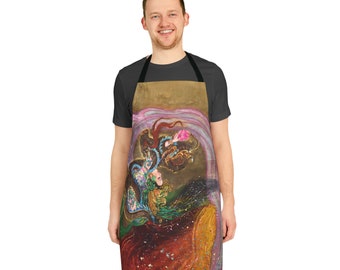 Apron, with a unique Chinese hand-painted design | Gift for Cooks | Chinese watercolor on silk | Empress Collection by Xiang Li Art