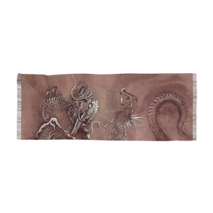 Elegant Dragon Design Light Scarf, Statement Scarf for Spring Fashion, Unique Gift for Her, Bohemian Style, Layering Accessory
