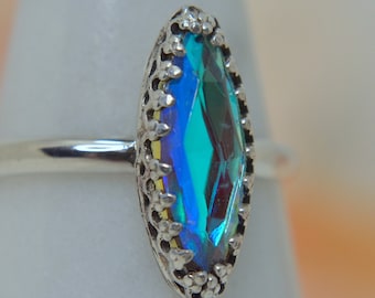 Angel Aura Quartz Sterling Silver Ring Size 7.5 U.S.