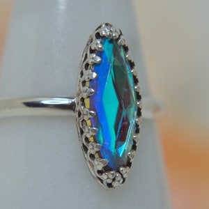 Angel Aura Quartz Sterling Silver Ring Size 7.5 U.S.