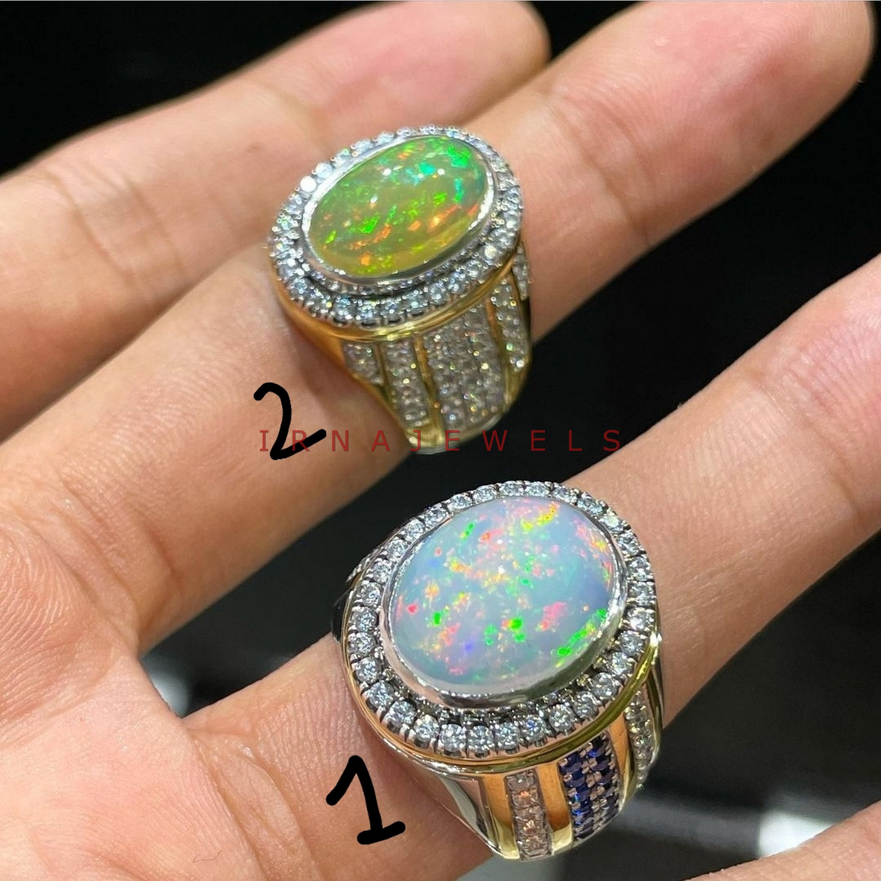 Sindur Custom Design 14k Yellow Gold Bezel Set Opal Ring - Sindur Style