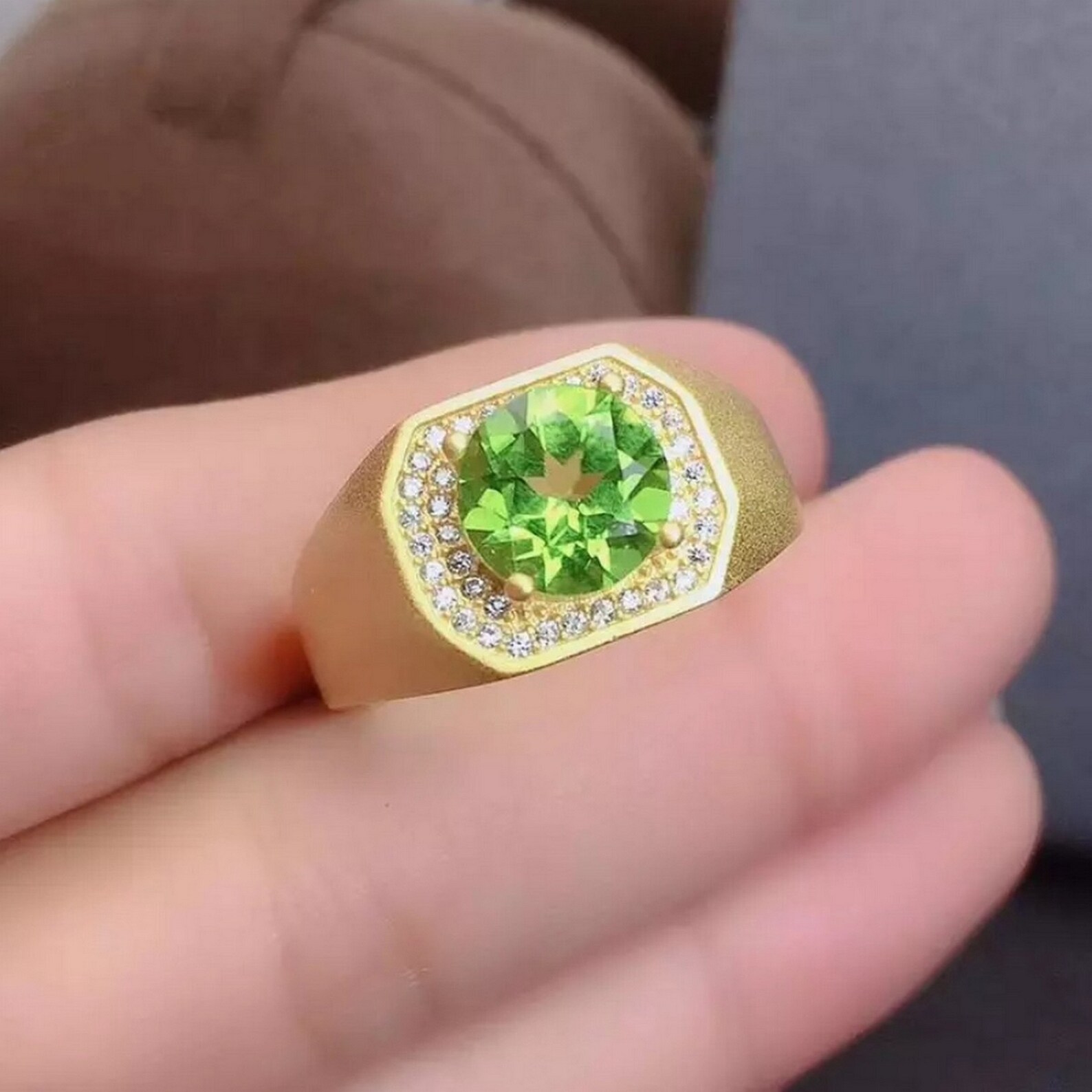 Natural Peridot Ring for Men Solid 925 Sterling Silver AAA Etsy